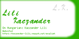 lili kaczander business card
